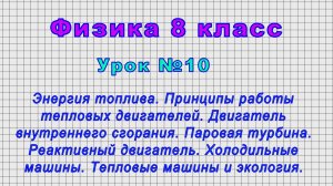 Физика 8 класс (Урок№10 - Энергия топлива. Принципы работы тепловых двигателей.)