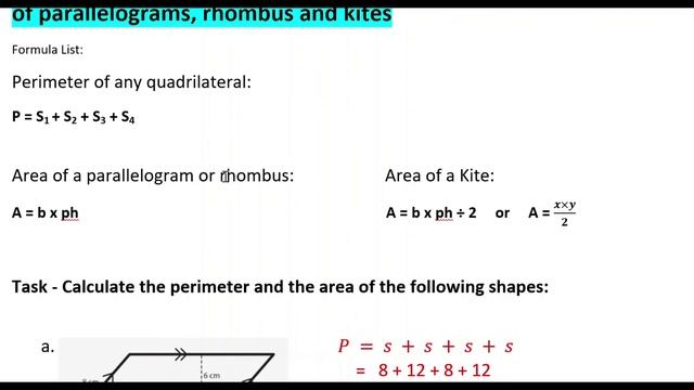 Perimeter and Area of Quadrilaterals смотреть онлайн