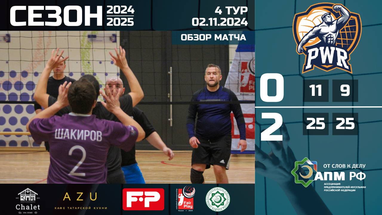 FP_Volleball. Сезон 2024/2025. 4 тур. PWR vs АПМ РФ - 0:2 (11:25, 9:25) смотреть онлайн
