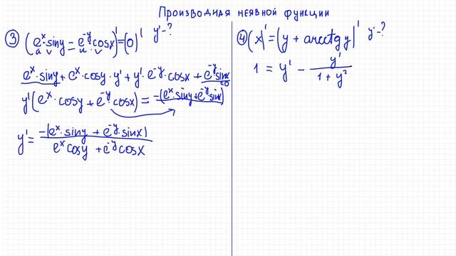 Производные №4. Производная неявной функции смотреть онлайн