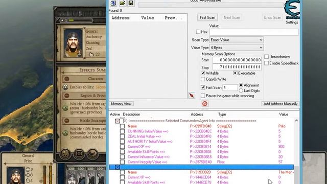 Total War Attila : Trainer Script Table
