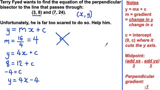 1 less than 3 Math: y = mx + c and perpendicular bisectors смотреть онлайн