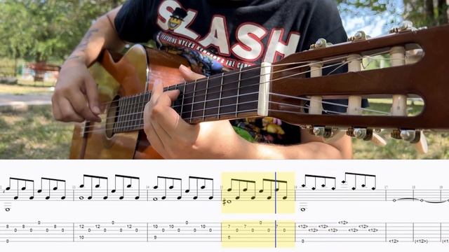 Простая мелодия на гитаре №1 / Табы в описании / смотреть онлайн