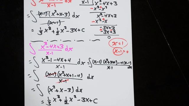 Integral of x^3-4x+3/x-1 dx(substitution) التكامل غير المحدد смотреть онлайн