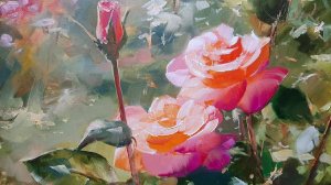 Розы.Живопись маслом