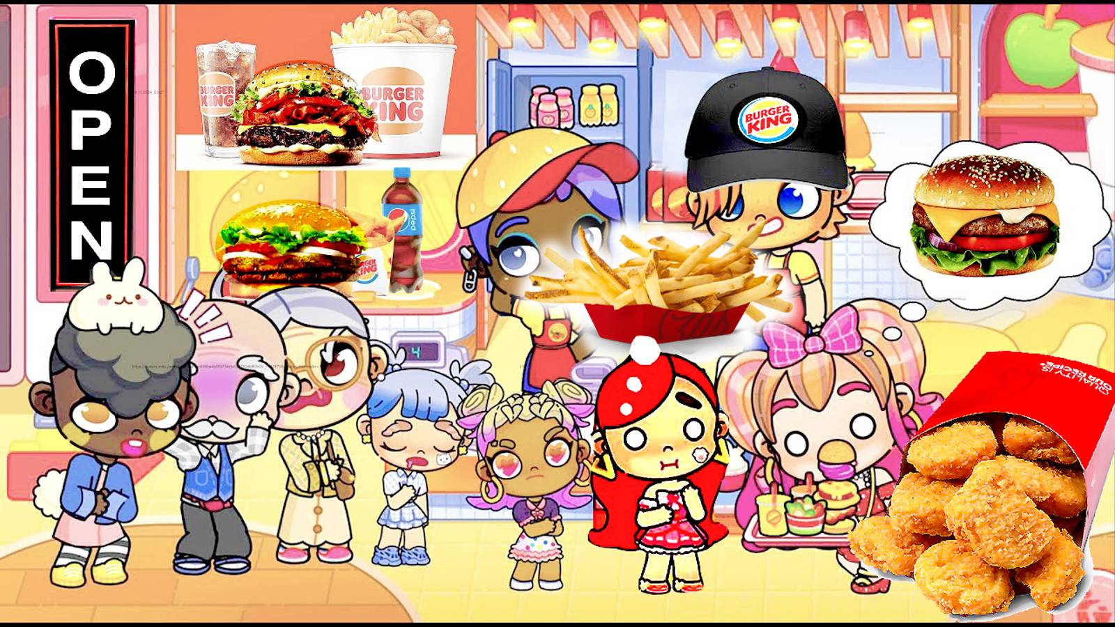 BURGER KING - КИРА и АНЯ , пошли КУШАТЬ  (фри и бургеры).  #avatarworld