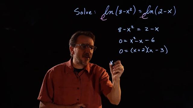 Solve a Log Equation with E - ln(8-x^2) = ln(2-x) with NEGATIVE ANSWER смотреть онлайн