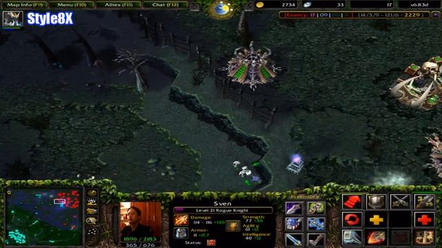 DotA 1 Sven Super Carry - DotA 6.83d Style8x смотреть онлайн