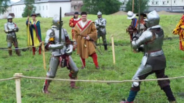 Бой на мечах в полудоспехах. Показательные выступления.  Часть 1