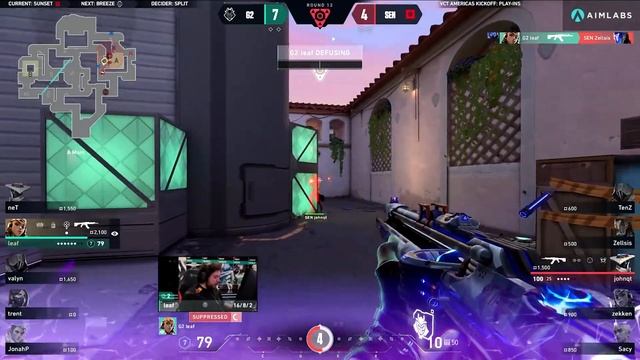 G2 leaf crazy 3k clutch with 0.09 second defuse vs Sentinels | VCT Americas Kickoff 2024 смотреть онлайн