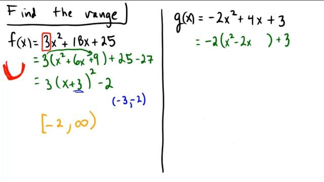 Finding range of a quadratic by completing the square and writing in vertex form смотреть онлайн