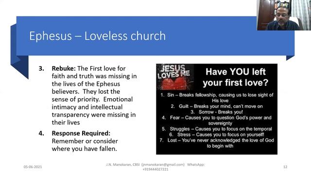 Revelation Lesson 3: Ephesus - Loveless Church l insight 2 l Zoom Class l Pastor J.N.Manokaran смотреть онлайн