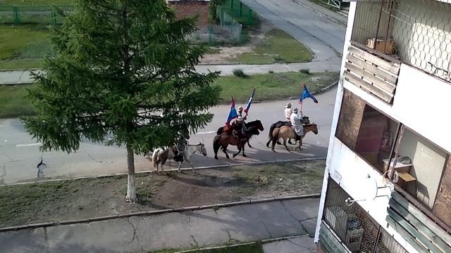 Всадники на лошедях по улице