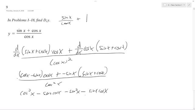 derivative Find Dxy of y = (sinx+cosx)/cosx смотреть онлайн