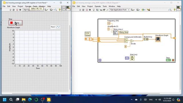 LabVIEW: Shift register/XY Graph/Moving average смотреть онлайн