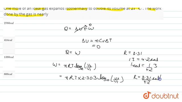 One mole of an ideal gas expands isothermally to double its volume at `27^(@)C` . The work done by смотреть онлайн