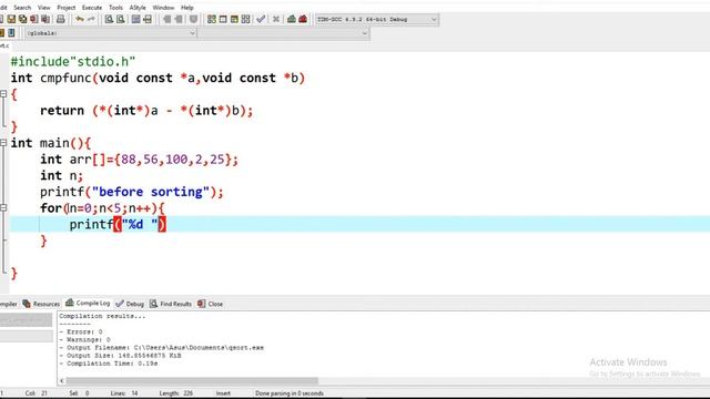 qsort library in c (easy method to sort array in c) смотреть онлайн