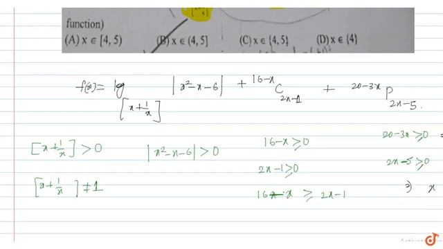 Domain of function `f(x) = log_([x+1/x])|x^2-x-6|+^(16-x)C_(2x-1)+^(20-3x)P_(2x-5)` is смотреть онлайн