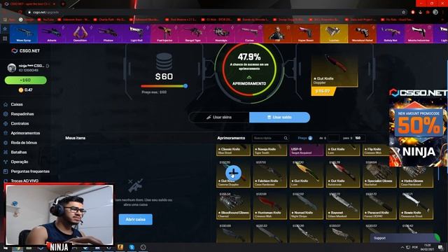 ALL IN COM $60 PARA UMA ''Gut Gamma Doppler'' NO CSGONET смотреть онлайн