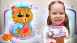 Мультик про котика Bubbu | Настя лечит котику Бубу живот