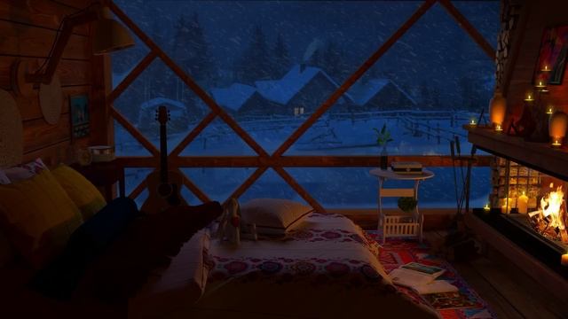 Крепкий сон за 3 минуты - Звуки метели, камина и завывания ветра / Уютная зимняя атмосфера смотреть онлайн