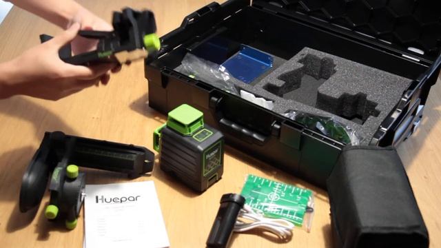 Huepar B03CG Kreuzlinienlaser in Sortimo L-BOXX mit Empfänger und Brille смотреть онлайн