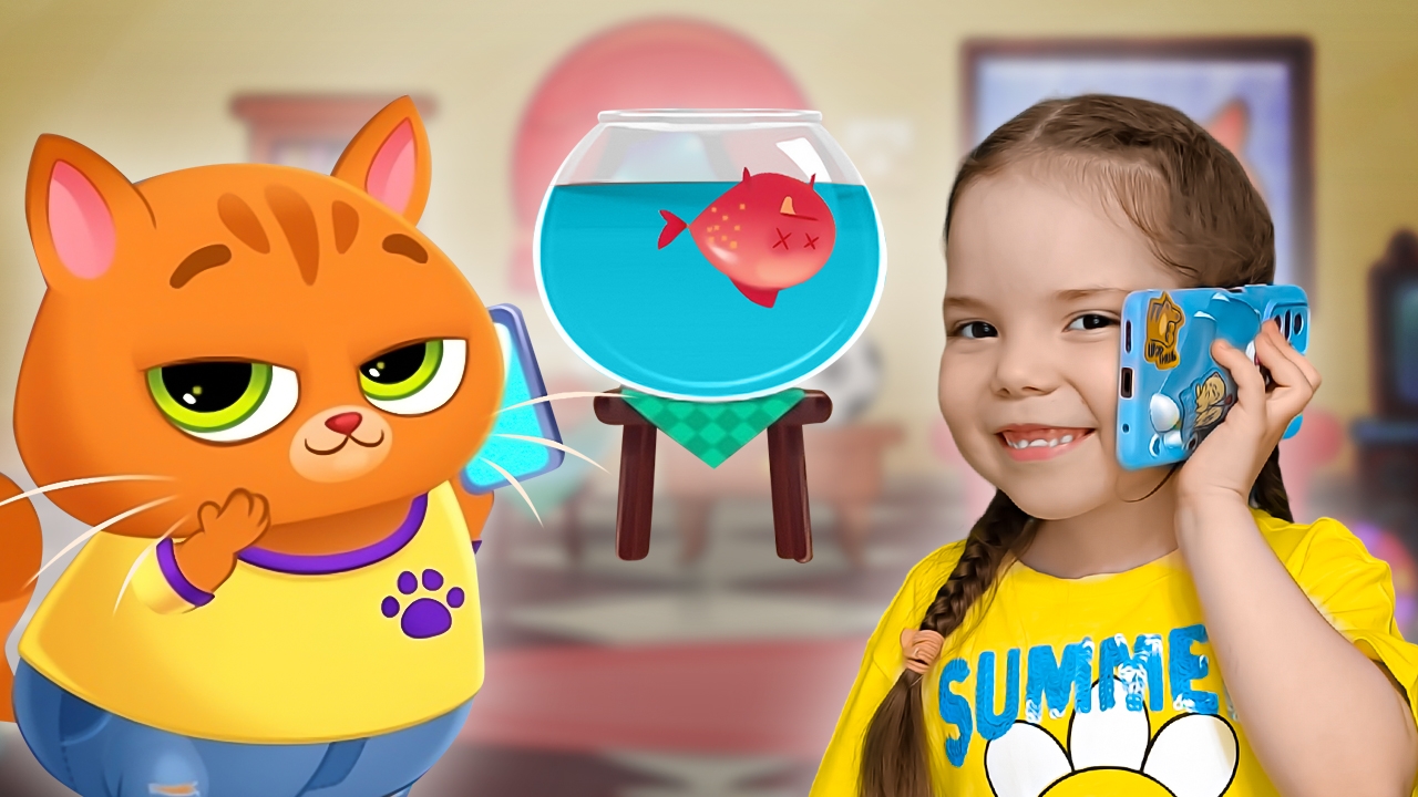 Котик Bubbu и Настя играют в игре | Бубу живет в космосе и лечит рыбку смотреть онлайн