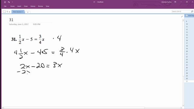 x/2 - 5 = 3x/4 смотреть онлайн