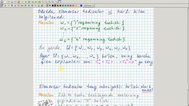 Qarama Qarshi Hodisa Va Ular Ustida Amallar. Eyler-Venn Diagrammalari. Algebra 11-sinf. 48-dars