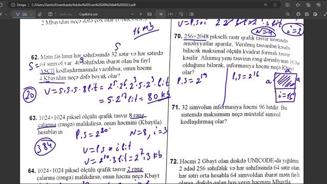 2. Informasiyanın kodlaşdırılması və miqdarının ölçülməsi (56 - 80 ci suallar) смотреть онлайн