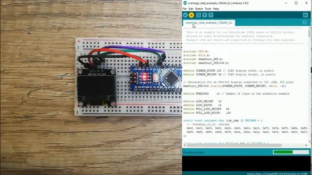 Connecting an OLED display 0.96" (128x64) with SSD1306 driver to Arduino смотреть онлайн