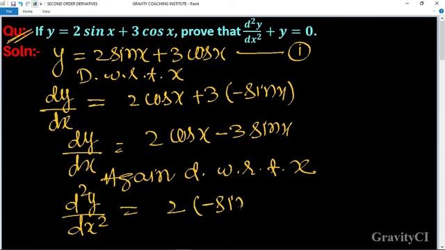 Q19 | If y=2 sinx+3 cosx prove that (d^2y)/(dx^2)+y=0 | Second Order Derivative | Gravity Coachin смотреть онлайн