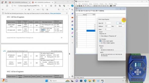 ME31-XAXA0404 4 analog output/ input supports Modbus The TCP/RTU protocol.