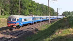 Электропоезда ЭПр-007 и ЭР9Е-606 близ о.п. Птичь / EPr-007 and ER9E-606 EMU's at Ptich stop