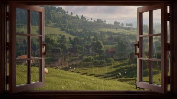 Rainy Landscape 4K / Rain Sound On Window / Heavy Rain for Sleep Study and Relaxation Meditation