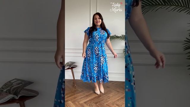 Платье "яркие кружочки" с рюшками на рукавах смотреть онлайн