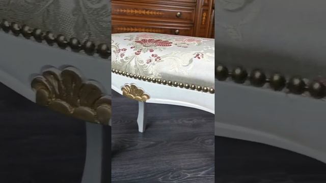 Банкетка 58 слоновая кость с золотом ткань бежевый жаккард