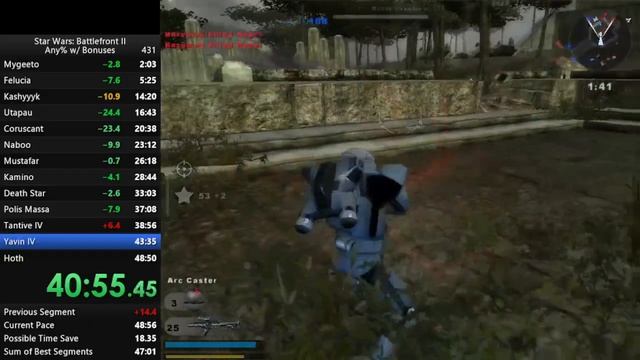 Star Wars Battlefront II (2005) Speedrun - Yavin 4 Campaign IL in 4:16.970 смотреть онлайн