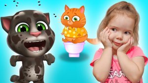 Мой Говорящий Том 2, котик Bubbu и Настя играют в игре | Настя помогает Бубу с Томом