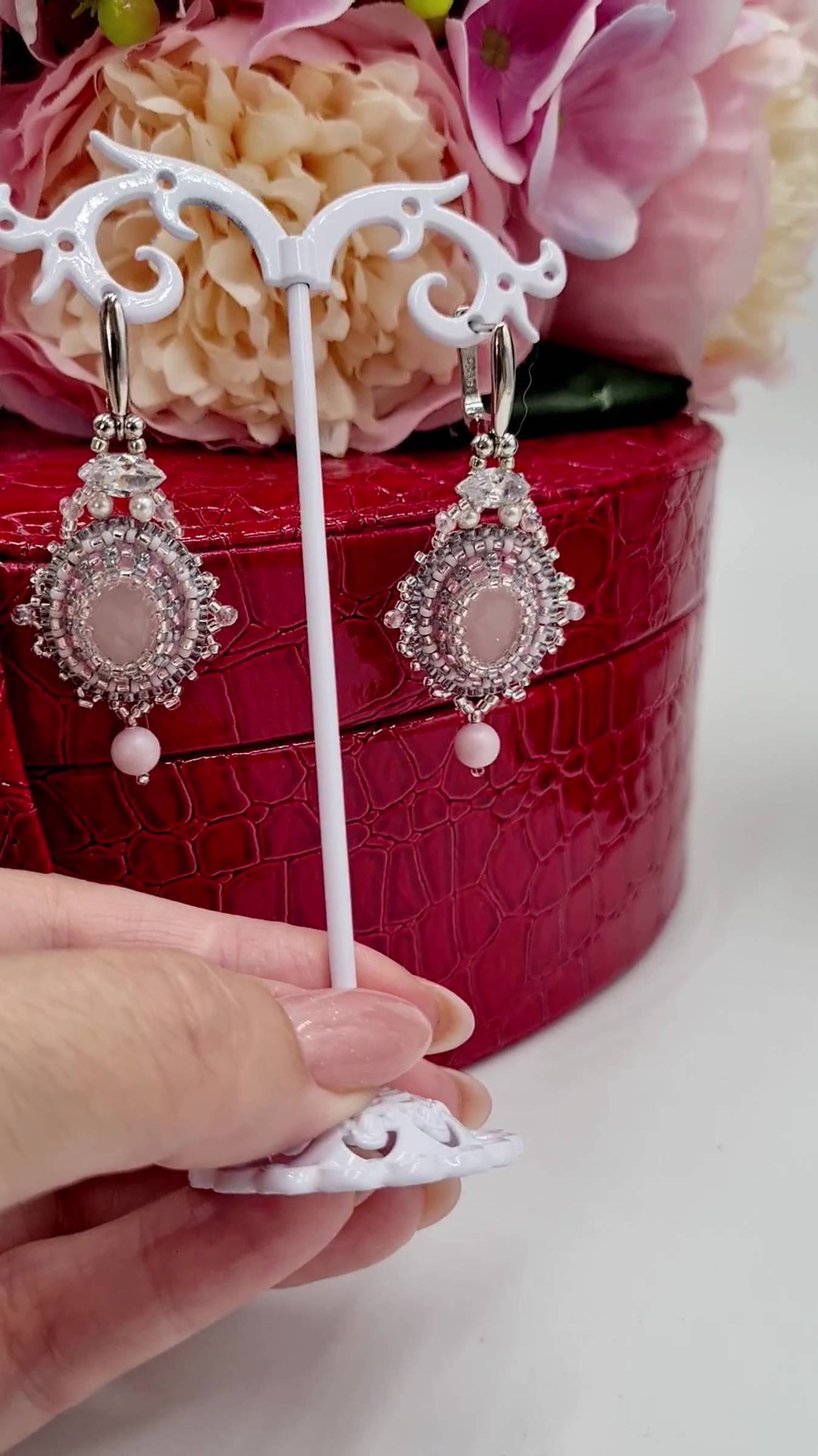 #shorts Серьги из кабошонов розового кварца в комплект к кулону на диске #diy #яблонских #handmade смотреть онлайн