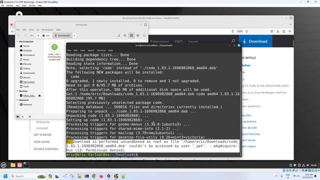 Install Visual Studio Code on Linux Mint 21.2 (over VirtualBox/Windows 11) смотреть онлайн
