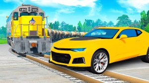 ПРОЕХАЛ РЕЛЬСЫ на ГИГАНТСКОМ КАМАРО в ГТА 5 МОДЫ - ЭКСПЕРИМЕНТЫ в GTA 5 MODS