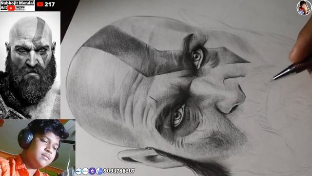 Part 2 / God of War - Kratos Drawing [ LIVE ] Subhojit Mondal Art / Drawing Kratos / #drawing #Art смотреть онлайн