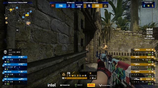 GODSENT vs. fnatic - Map 1 [Ancient] - IEM Dallas 2023 Europe CQ - Upper bracket смотреть онлайн