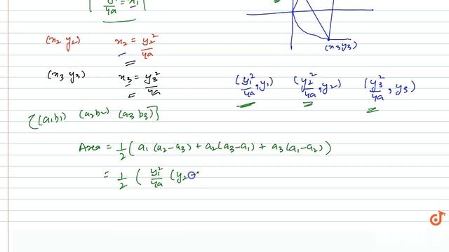If `y_1, y_2, y_3`be the ordinates of a vertices of the triangle inscribed in a parabola `y... смотреть онлайн