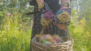 Митенки фриформ крючком