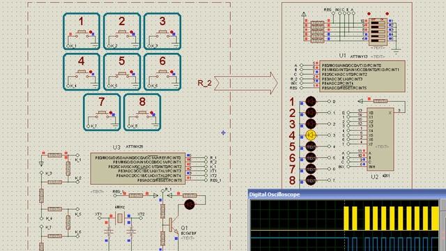 AVR в PROTEUS-е_передатчик RC5 на ATtiny25 смотреть онлайн