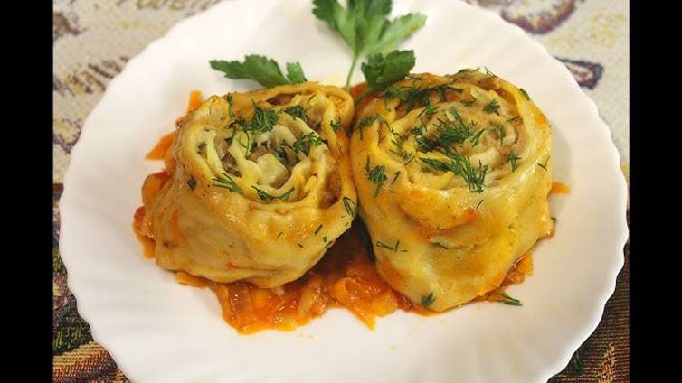 Рулетики с фаршем и картофелем. Штрули. смотреть онлайн