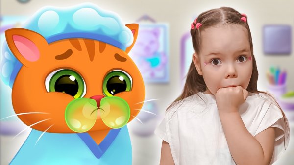 Мультик для детей, как Настя играет в доктора и лечит котика Бубу | У Bubbu болит горло