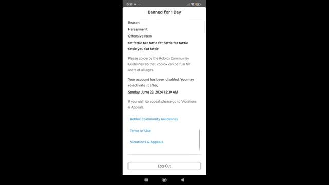 как выглядит бан в роблоксе для телефона смотреть онлайн